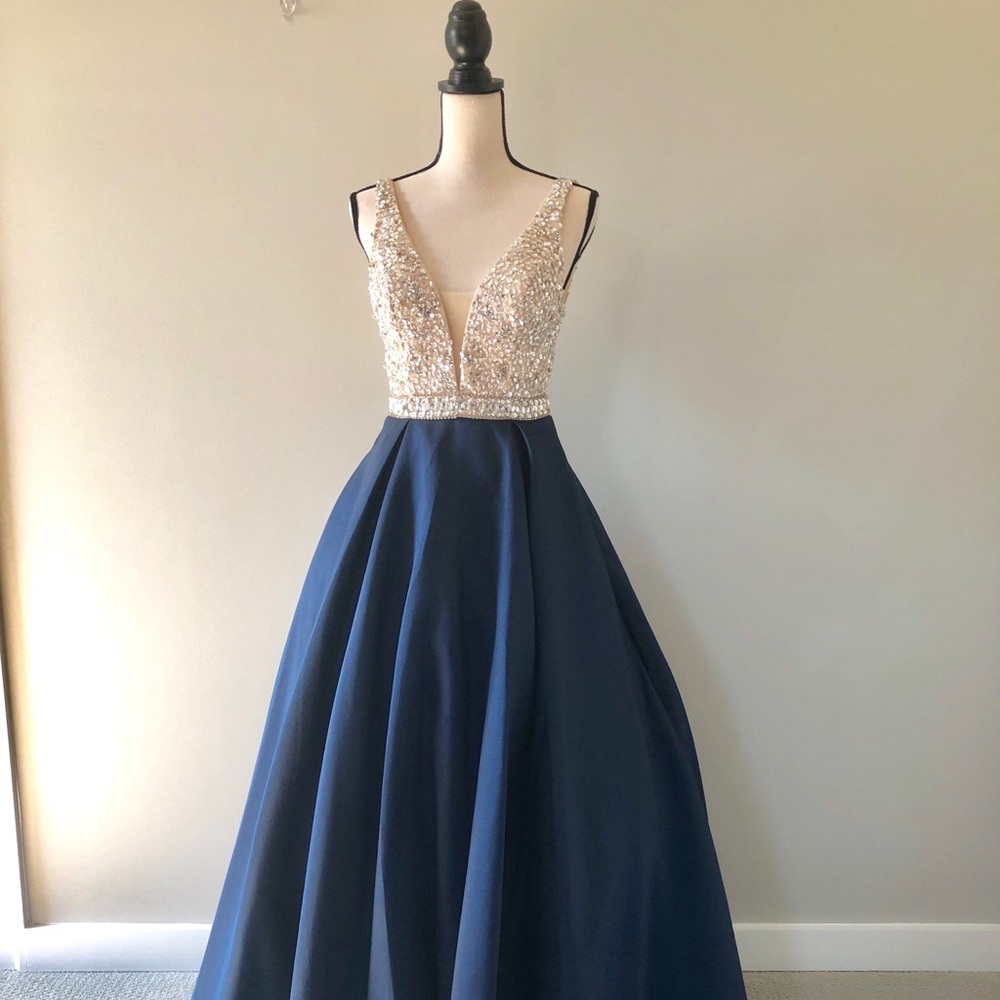 Navy Nina Canacci Gown 4 with POCKETS!!